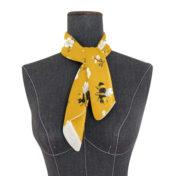 Square Scarf 24x24 Inch Cute Cartoon Bees Silky Satin Sun Protection Neck Scarf for Women Multi-Purpose Head Wrap Bandana for Hair Bag Decoration