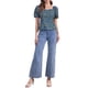 thumbnail image 2 of INSPIRAR CHIC Blusa Floral para Mujeres Cuello Cuadrado con Manga Abullonada Espalda Fruncida Top Casual Azul Oscuro L, 2 of 6