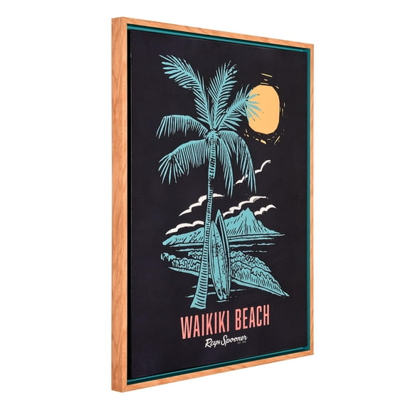 American Art Decor Kona Coast by Reyn Spooner Framed Waikiki Lacquer Printed Canvas Wall Art - 21" x 27"