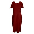 thumbnail image 5 of Women Plus Size Casual V Neck Long Dress Summer Loose Fit Maxi T Shirt Style with Pockets Comfortable Flowy Womens Casual Trendy Midi Dresses, 5 of 5