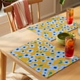 thumbnail image 4 of Blue Artwork Floral Placemats Set of 12 Abstract Art Botanical Yellow Place Mats Indoor Wipeable Table Mats Washable Cloth Dining Table Placemats for Kitchen Holiday Party Home Decor 13x19 Inch, 4 of 9