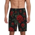 thumbnail image 1 of Kdxio Roses Print Mens Shorts, Breathable Lounge Sleepwear Set with Elastic Waistband and Pockets-3X-Large, 1 of 6