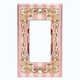 thumbnail image 5 of Metal Light Switch Plate Cover Elegant Strawberry Cake Striped Wallpaper Pink CAK055, 5 of 13