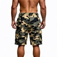 thumbnail image 4 of FOPSUFGWFO Men's Cargo Shorts Camo Elastic Mid Waist Drawstring Shorts Knee Length Daily Wear Outgoing Athletic Shorts With Pockets Khaki M, 4 of 4