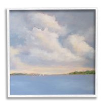 Stupell Industries Vast Cloudy Sky Panoramic Ocean View Painting White Framed Art Print Wall Art, Design by Catherine Andersen