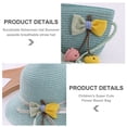 thumbnail image 3 of 56-58cm hat circumference female summer straw hat and straw bag set cute outing sun hat beach hat - green, 3 of 5