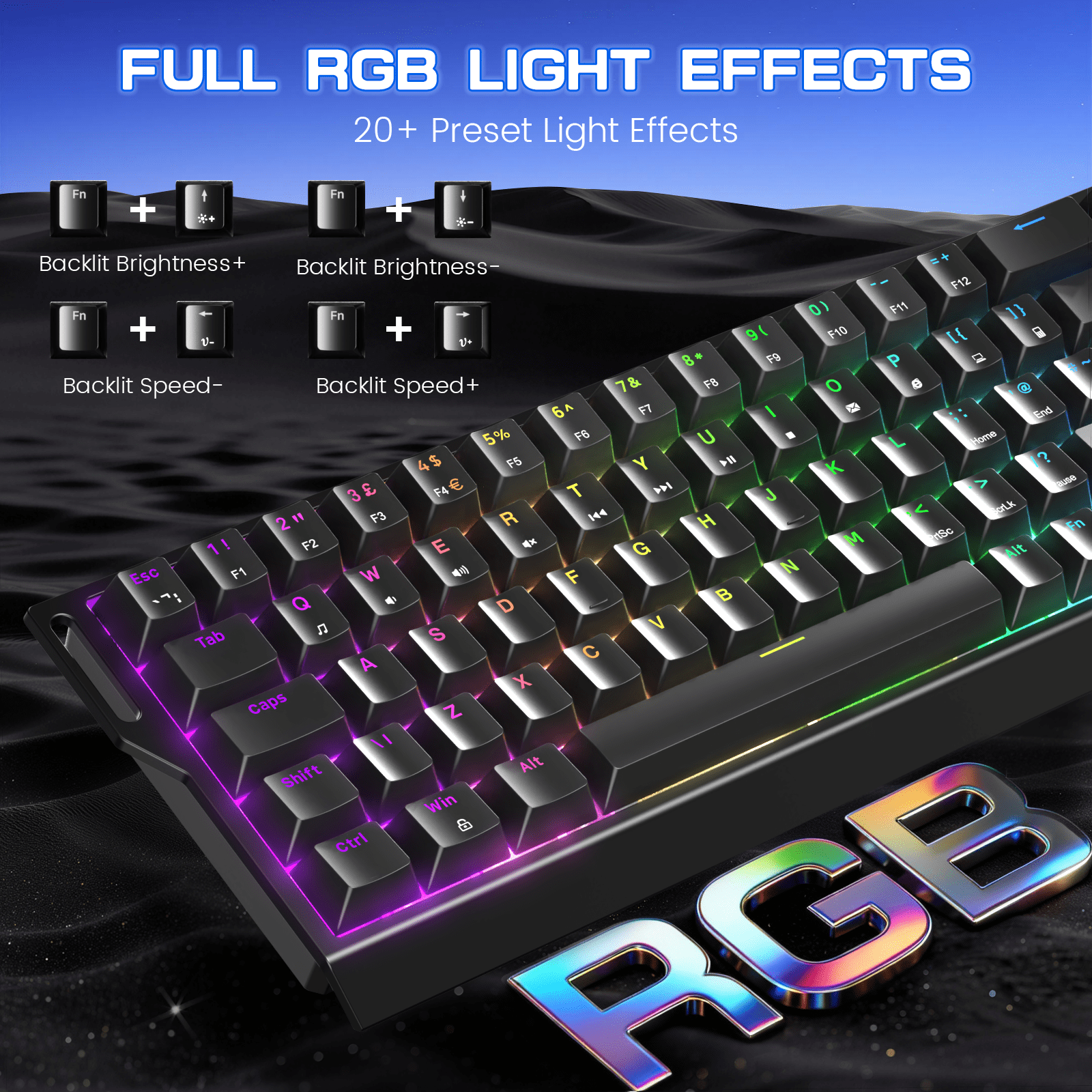MAGIC-REFINER X68 HE Wired 60% Hall Effect Rapid Trigger Mechanical RGB Gaming Keyboard with 8K Polling,0.04mm RT Accuracy,Magnetic Switch,Adjustable Actuation,Snap Tap for PC Mac Esport Gamer(Black)