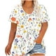 thumbnail image 1 of Camiseta de Base de Impresión de Manga Corta con Cuello en V para las Mujeres, Más Tamaño Estante de Imitación Casual Superior, 1 of 9