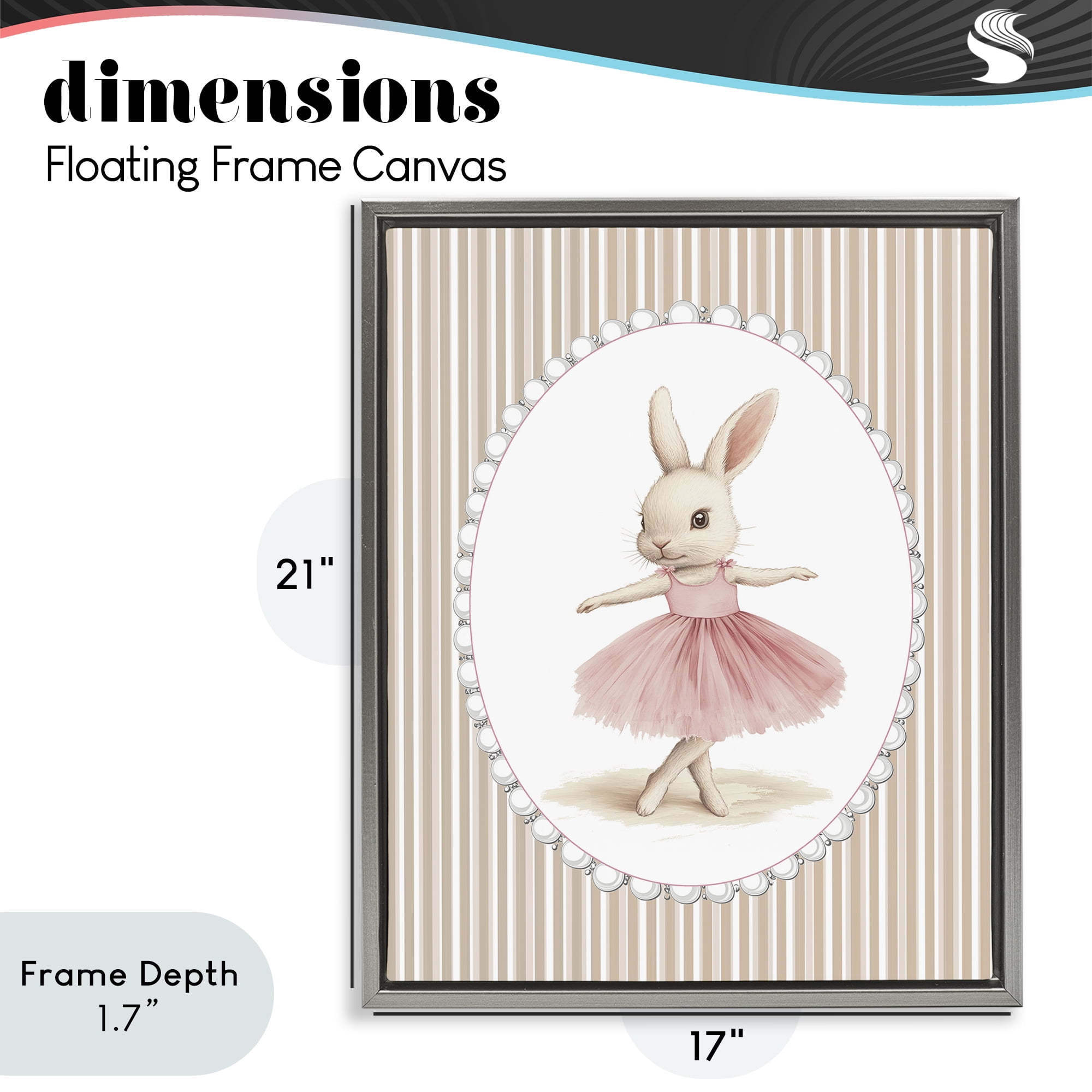 Stupell Industries Woodland Dancer Bunny Gray Framed Floater Canvas Wall Art, design by Christine Simpson Art