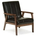 thumbnail image 1 of Baxton Studio Nikko Faux Leather Accent Chair in Black and Walnut, 1 of 6