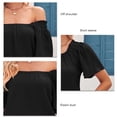 thumbnail image 3 of Blusa de verano para mujer con hombros descubiertos, manga corta, busto elástico, ajuste holgado, informal, 3 of 7
