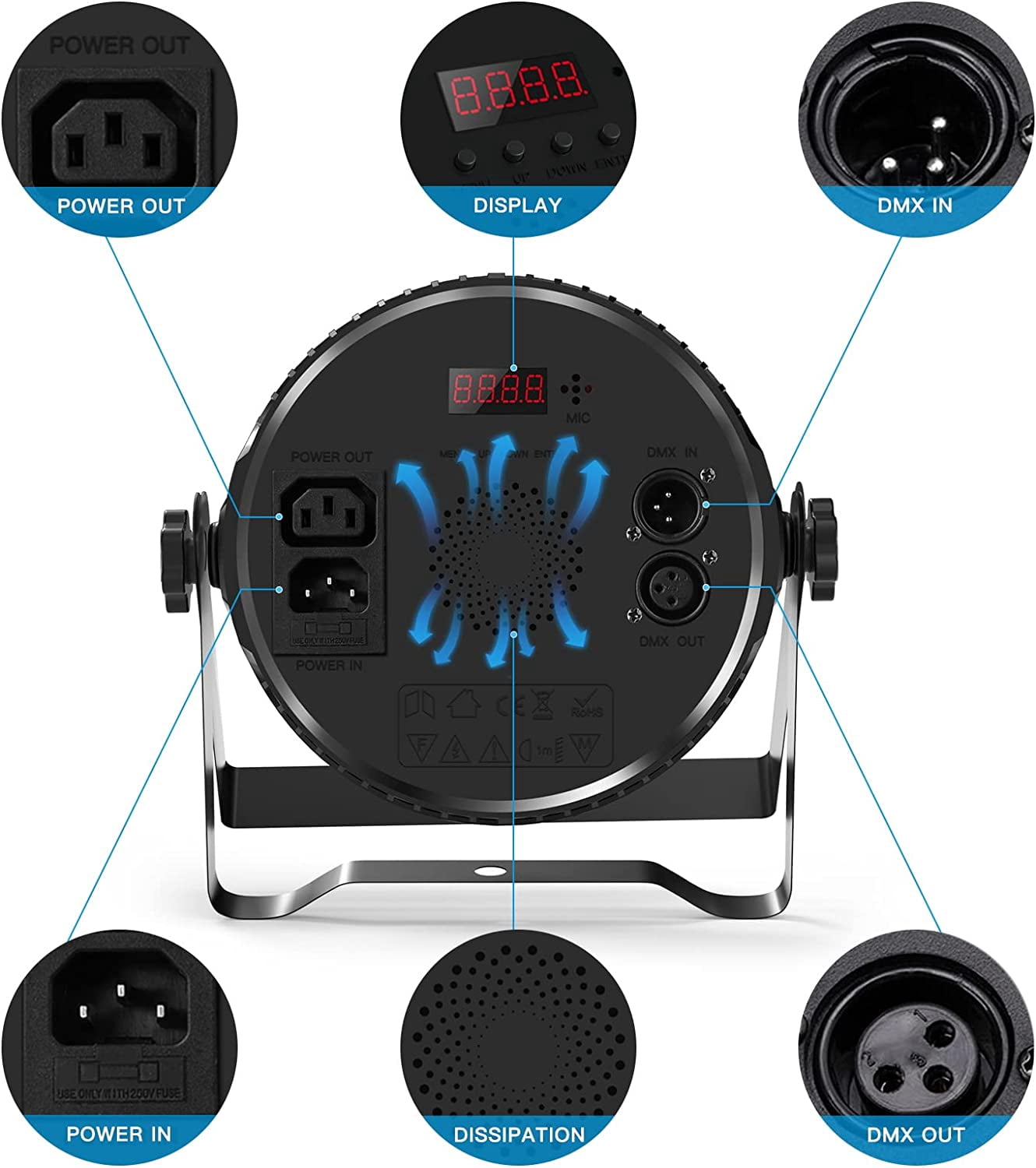 8 Pcs LED Par Lights RGBW DJ Light Stage Lighting 14x6W Uplights for Events by Sound Activated and DMX Control Uplighting for Wedding Church Live Show Disco Parties