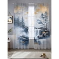 thumbnail image 2 of Navy Blue Mountain Sheer Curtains 96 Inch Length 2 Panels Set for Living Room/Bedroom, Modern Abstract Art Tree Semi Curtain Sheers Drapes Rod Pocket Curtains Window Treatment Set 52''x96''x2, 2 of 7