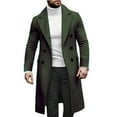 thumbnail image 2 of yuCgh Men's Wool Blend Trench Coat, Double Breasted Pea Coat with Notch Lapel, Long Overcoat for Casual & Smart Casual Outfits, Fall Winter Style,Army Green,L, 2 of 6