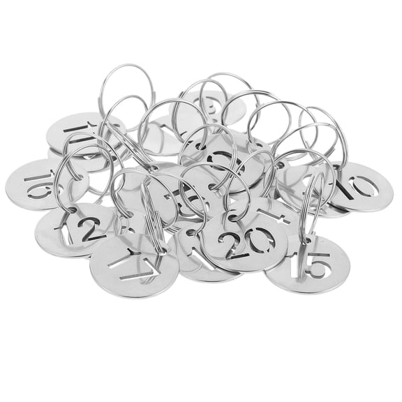 WRISTBIQUE Stainless Steel Round Numbered Keychain Tags, , 20 Sets for Everyday Use and Organization