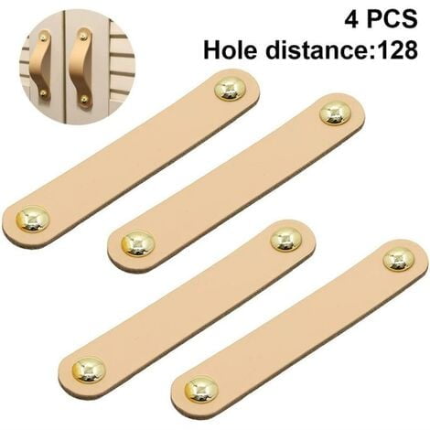 Paquete de 4 manijas de cuero para muebles para perillas de cajones, perillas modernas para muebles con tornillos para manijas de cajones para muebles de oficina en el hogar, espacio entre orificios