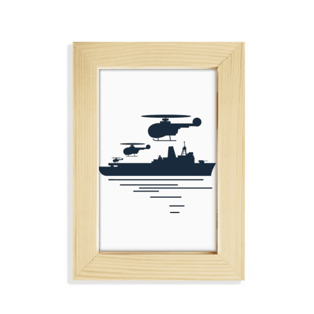 Helicopter Ship Wave Military Desktop Display Photo Frame Picture Art Painting 5x7 inch
