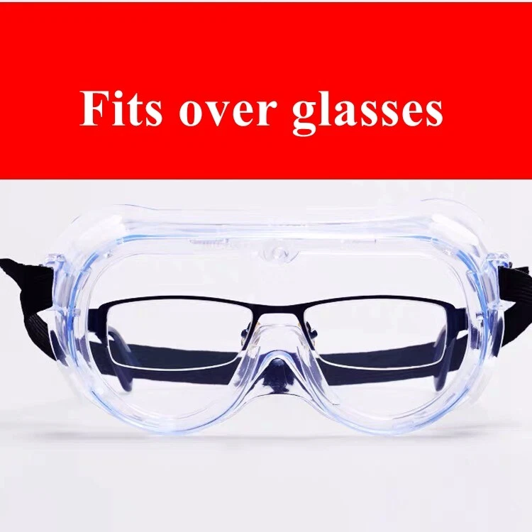 CIRCLE- Clear Protective Safety Glasses Eye Protection Anti-Fog Fit-Over Goggles-2 Pairs