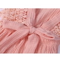 thumbnail image 5 of Baby Girl Cotton Linen Romper Lace Sleeveless Ruffle Bowknot Jumpsuit, 5 of 5