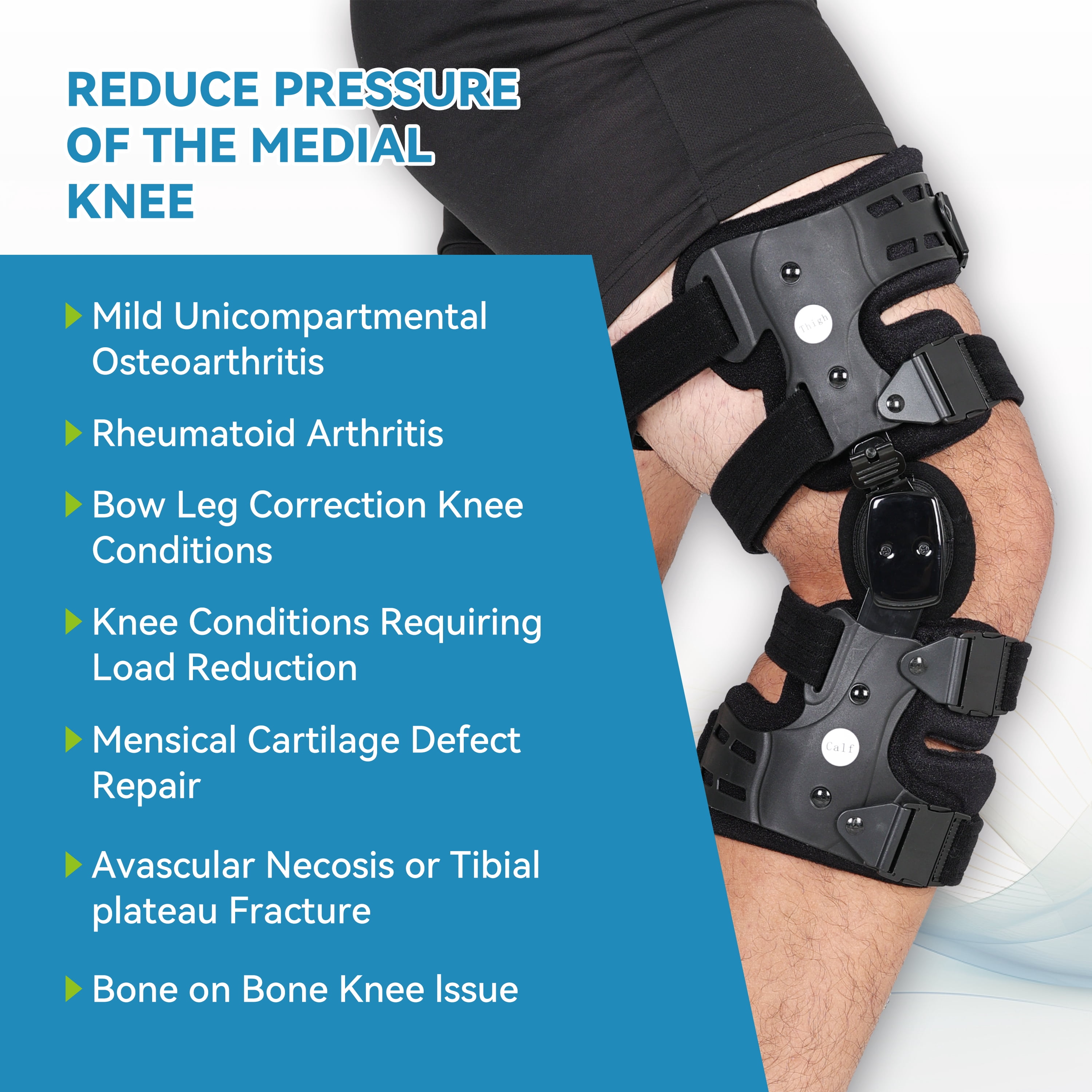 OA Unloader Knee Brace for Arthritis Pain Relief, Adjustable Support for Men & Women, Medial Stability for Bone-on-Bone (Right)