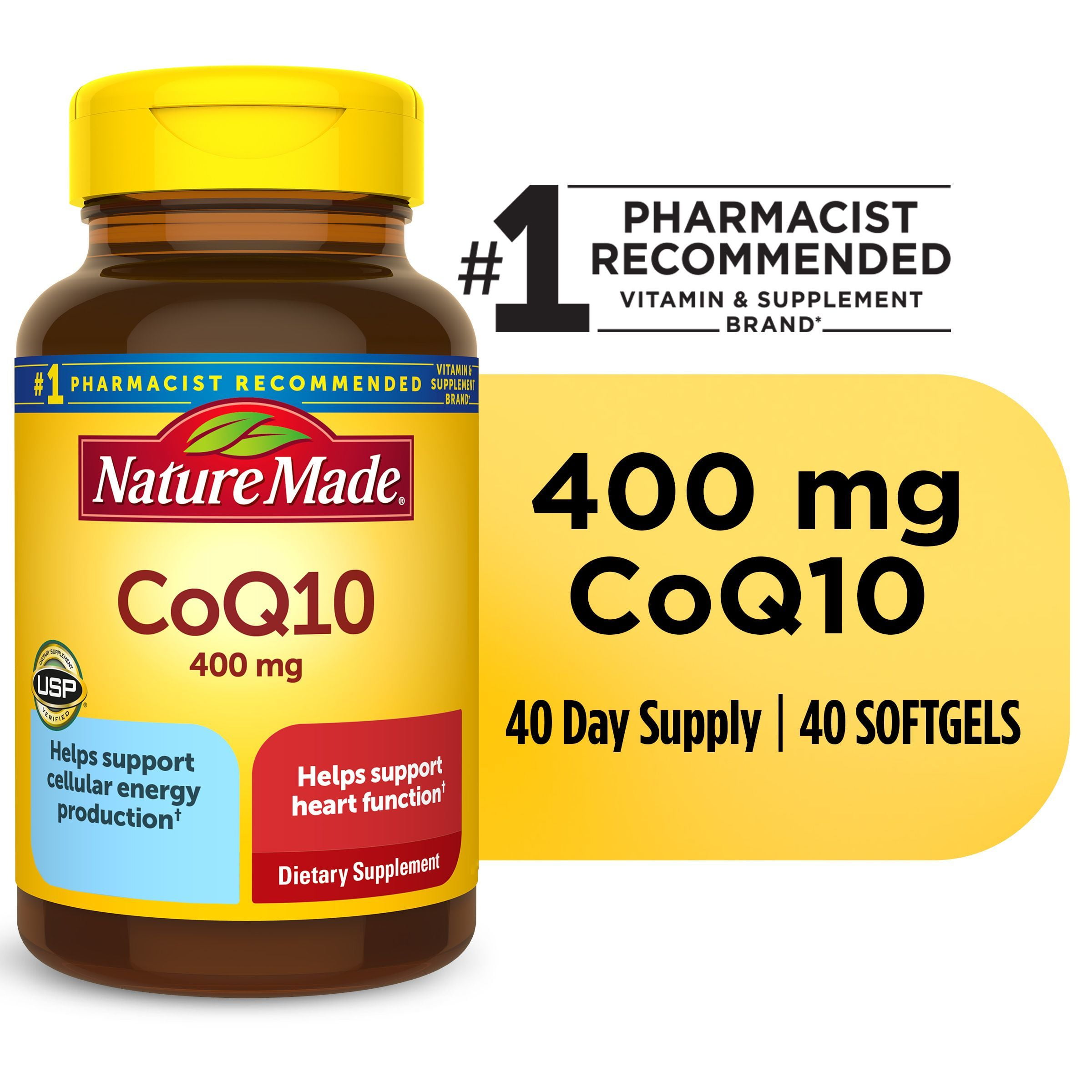 Nature Made CoQ10 400mg Softgels, Dietary Supplement for Heart Health  Support, 40 Count