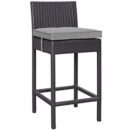 Modern Rattan Furniture Designs Modern Contemporary Urban Design Outdoor Patio Balcony Garden Furniture Bar Side Stool Chair, Rattan Wicker, Grey Gray ()