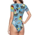 thumbnail image 4 of Gaeub Pirate Marine Animals Women'S Short Sleeve One Piece Swimsuit Sexy High-Waisted Bodysuit For Swimming, Beach, Sports - Medium, 4 of 9