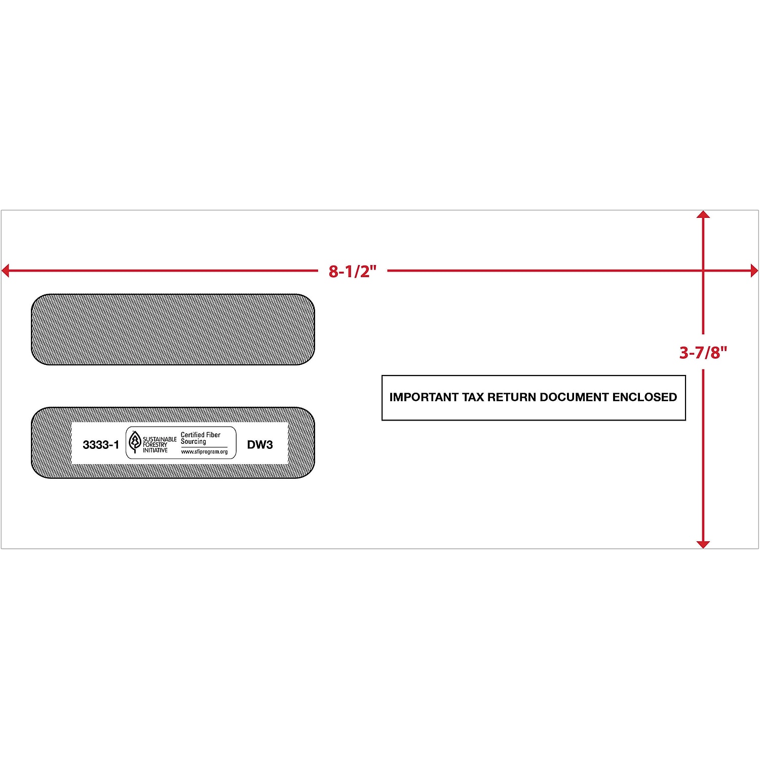 ComplyRight Self Seal Security Tinted Double-Window Tax Envelopes White 50/Pack (3333250)