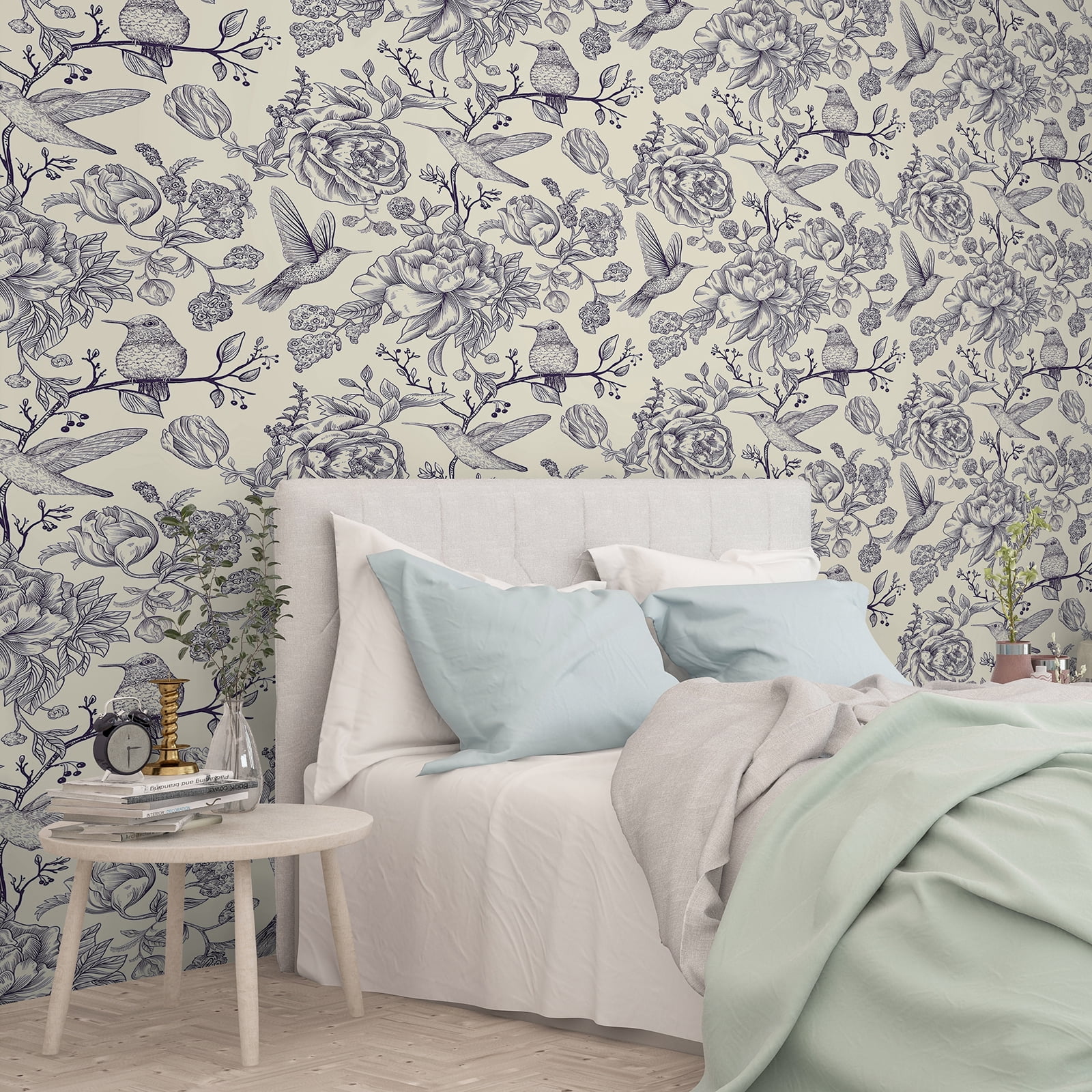CHIHUT Floral Peel and Stick Contact Paper for Countertops Waterproof 17.7”x236”Self Adhesive Birds Wallpaper for Bedroom Removable Purple Peony Floral Leaf Wall Paper Vinyl Roll for Bathroom Walls