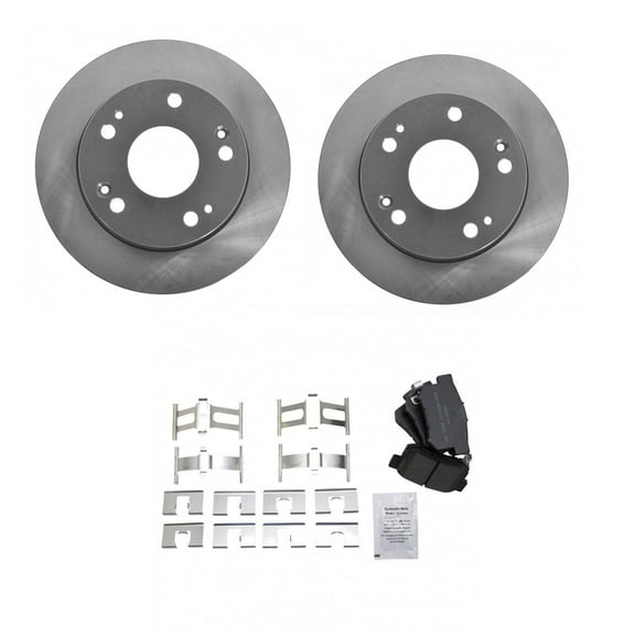 TRQ Rear Brake Pad & Rotor Kit Brake Pads Brake Rotor Semi-Metallic Premium G-Coated Fits Select 2004-2008 Acura TSX 2003-2007 Honda Accord