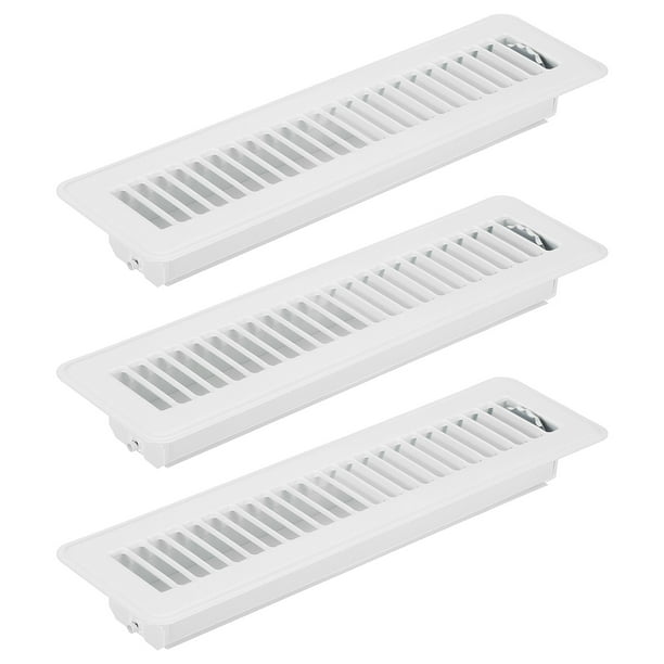 Uxcell Registro de Piso de 12 x 2 Pulgadas, 3pcs Cubierta de Ventilación de Aire de Alta Resistencia, Rejillas de Piso Ajustables, Blanca