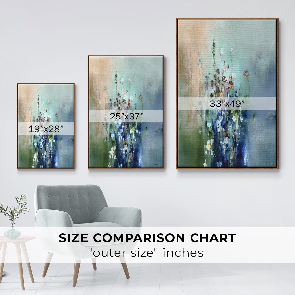 Current Air II Framed Premium Gallery Wrapped Canvas - Ready to Hang - 17 x 25 - Walnut Floating Frame