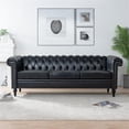 thumbnail image 2 of CRO Decor 83.5'' Traditional Square Arm Removable Cushion 3 Seater Sofa (Black), 2 of 12