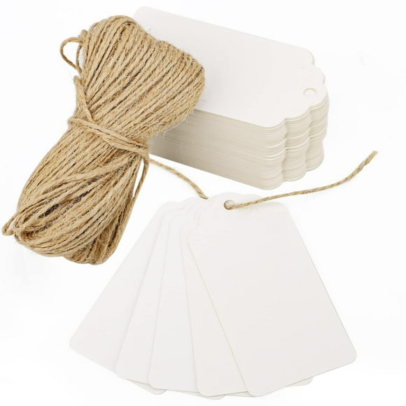 Segarty 200PCS Brown Craft Tags, Thanksgiving Tags for Gift Bags, Personalized Card Stock Gift Tag with Hole, Kraft Paper Labels with String for DIY Arts Crafts, Wedding Birthday Christmas
