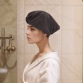 thumbnail image 4 of Unique Bargains 2 Pc Women Flowered Shower Cap for Bathroom Hotel Black Satin, Milk Silk, 4 of 6