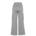 thumbnail image 4 of Women's New Straight Tube Solid Color Multi Pocket High Waisted Drawstring Work Pants, 4 of 8