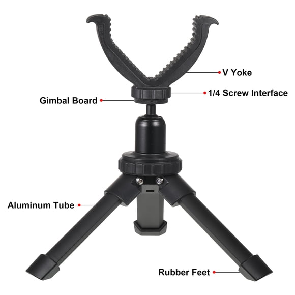 Yuarrent Trípode de soporte de tiro duradero con rotación de 360° y varilla de yugo en V de aluminio anticorrosión