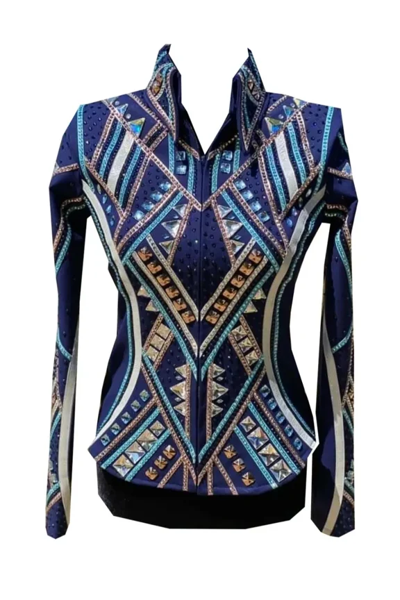Women Western Blue Base Showmanship Jacket For Horse Lover Horsemanship Jacket