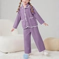 thumbnail image 6 of Cethrio Kids Girls Fleece Pajama Sets, Comfy Fall Winter Button Down Collar Warm Girls' Sleepwear Purple Size 6, 6 of 6