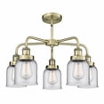 thumbnail image 2 of Innovations Lighting  Bell - 5 Light 23" Stem Hung Chandelier Antique Brass/Clear, 2 of 2