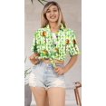 thumbnail image 2 of LA LEELA Women's Casual Beach Short Sleeve Blouse Shirt Blouses Button Down Dress Tops Tee Hawaiian Shirts for Women L Cockatoo, White, 2 of 4