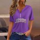 thumbnail image 1 of Fiudx Liquidación de Ofertas Flash Blusa de Manga Corta Estampada a La Moda para Mujer, Blusas Informales con Cuello En V, 1 of 4