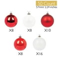 thumbnail image 2 of Every Day is Christmas Ornaments, Shatterproof Christmas Tree Ornament Set, Christmas Balls Decoration 50 Count (2.24"/57mm, Red White), 2 of 7