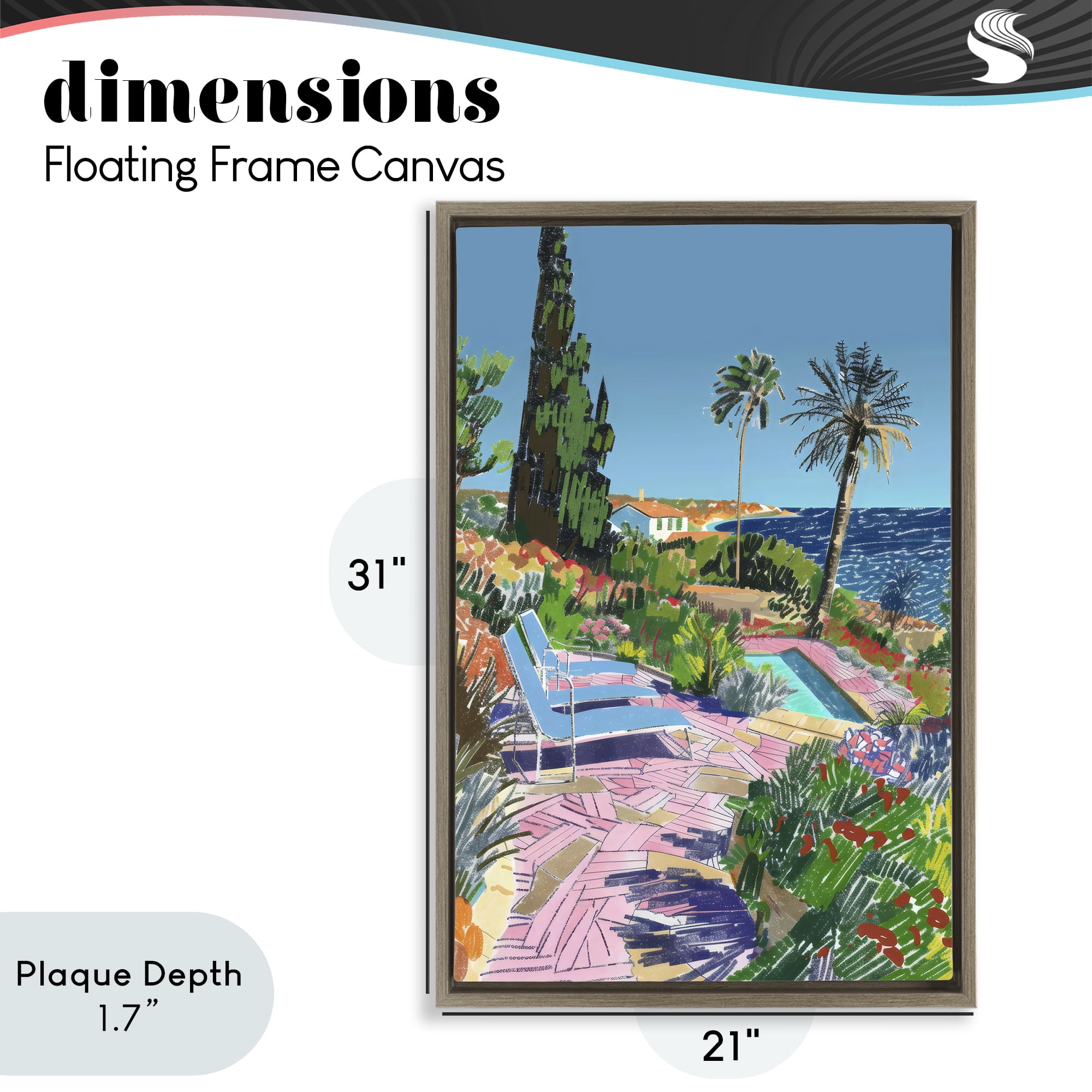 Stupell Industries Pool View to Ocean Brown Framed Floater Canvas Wall Art, design by Creative Studio