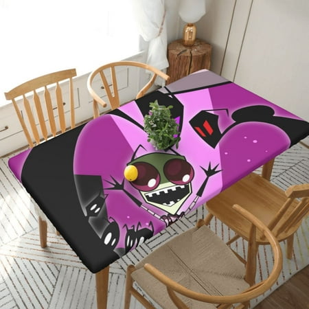

Invader Zim Table Cover Reusable Fitted Rectangle Elastic Edged Tablecloth For Kitchen Dining Party 2.5X5ft