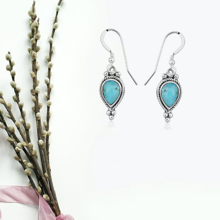 Sterling Silver Earrings w/ Turquoise - Seaside Art Gallery