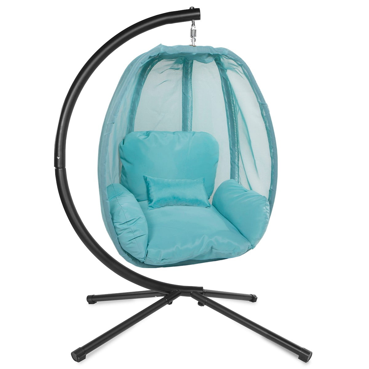Aqua Outdoor Hanging Egg Chair Swing Patio Hammock Seat With Cushion Aqua Outdoor Hanging Egg Chair Swing Patio Hammock Seat With Cushion And Stand