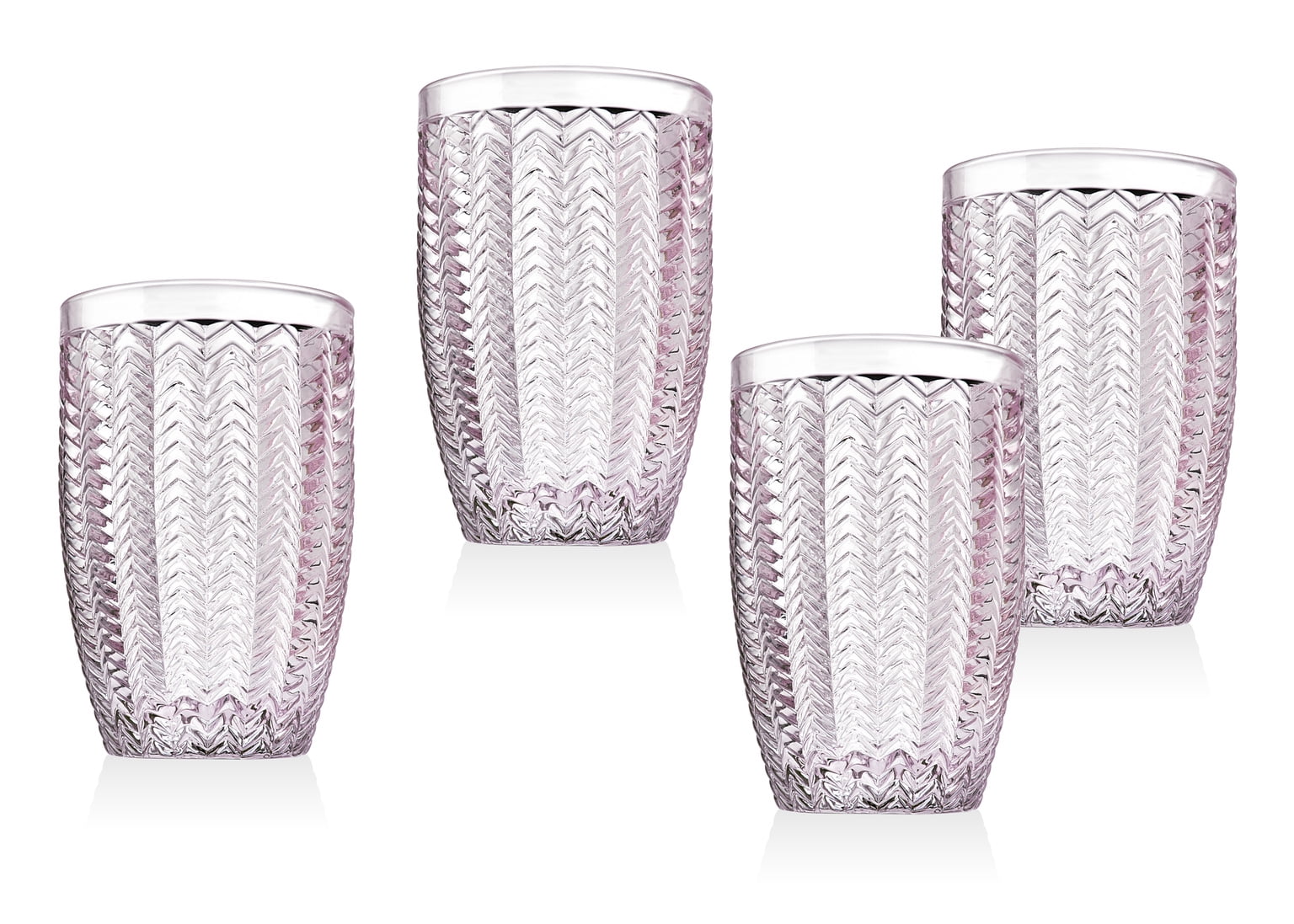 Twill Pink Set of 4 Highball Glasses 14 oz