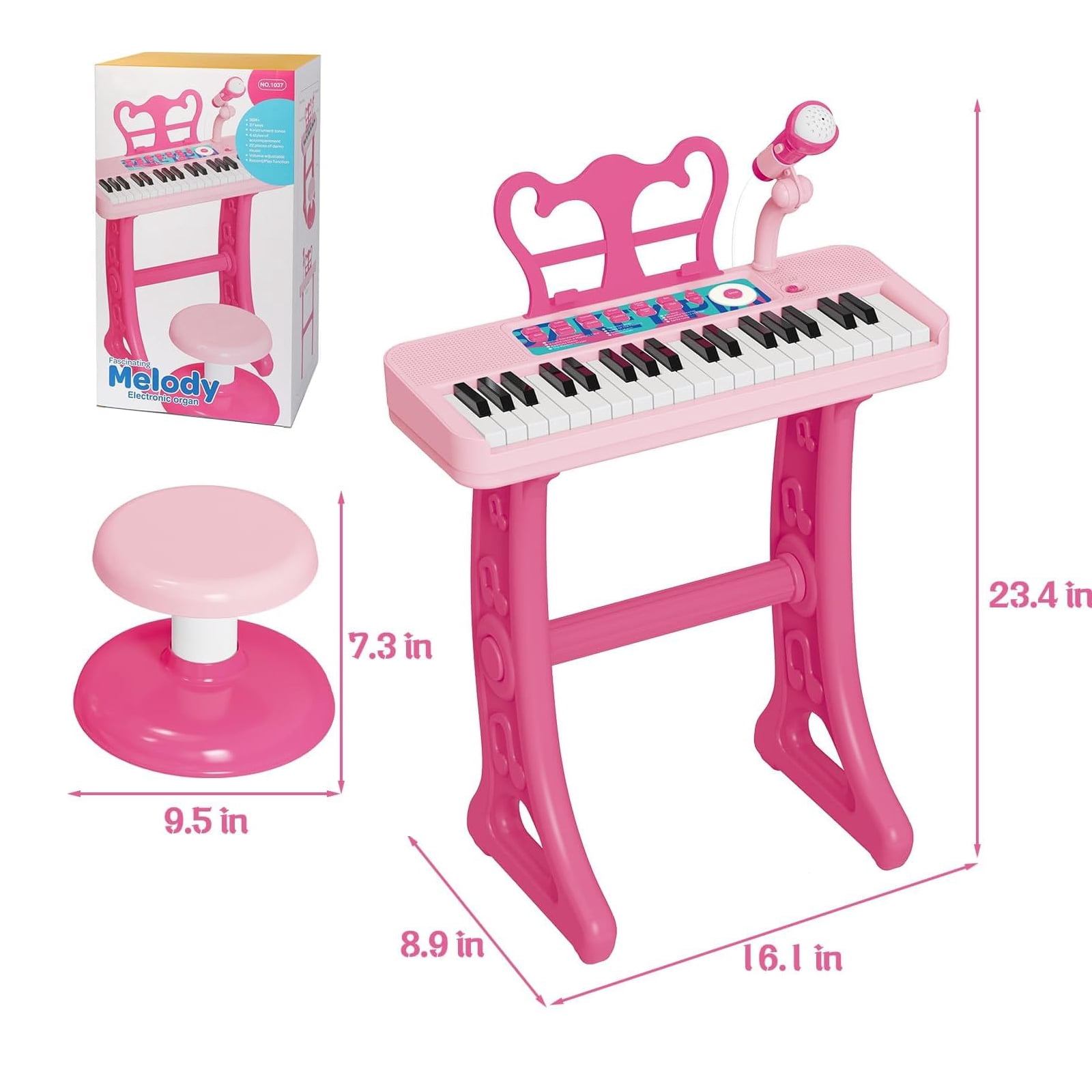 Kids Piano, 37 Keys Toddler Piano Keyboard Toy Electronic Musical Instrument Educational Toy with Microphone, 2 Speakers, Record Playback, Christmas Birthday Gift for 3+ Years Old