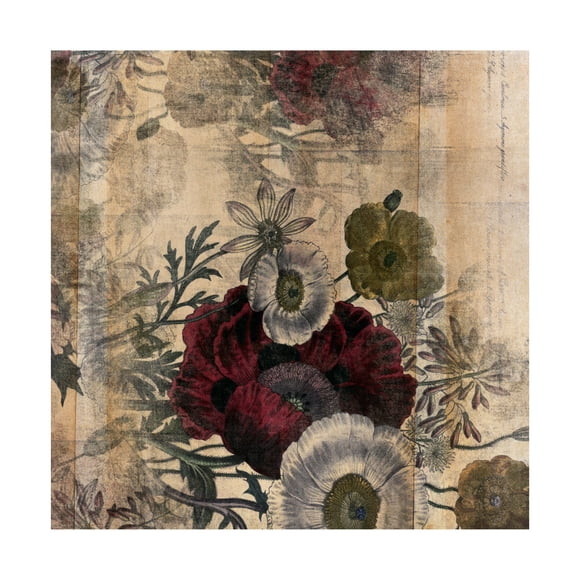 Trademark Fine Art Marcee Duggar Floral Collage Burgundy Bloom Canvas Wall Art - 14x14